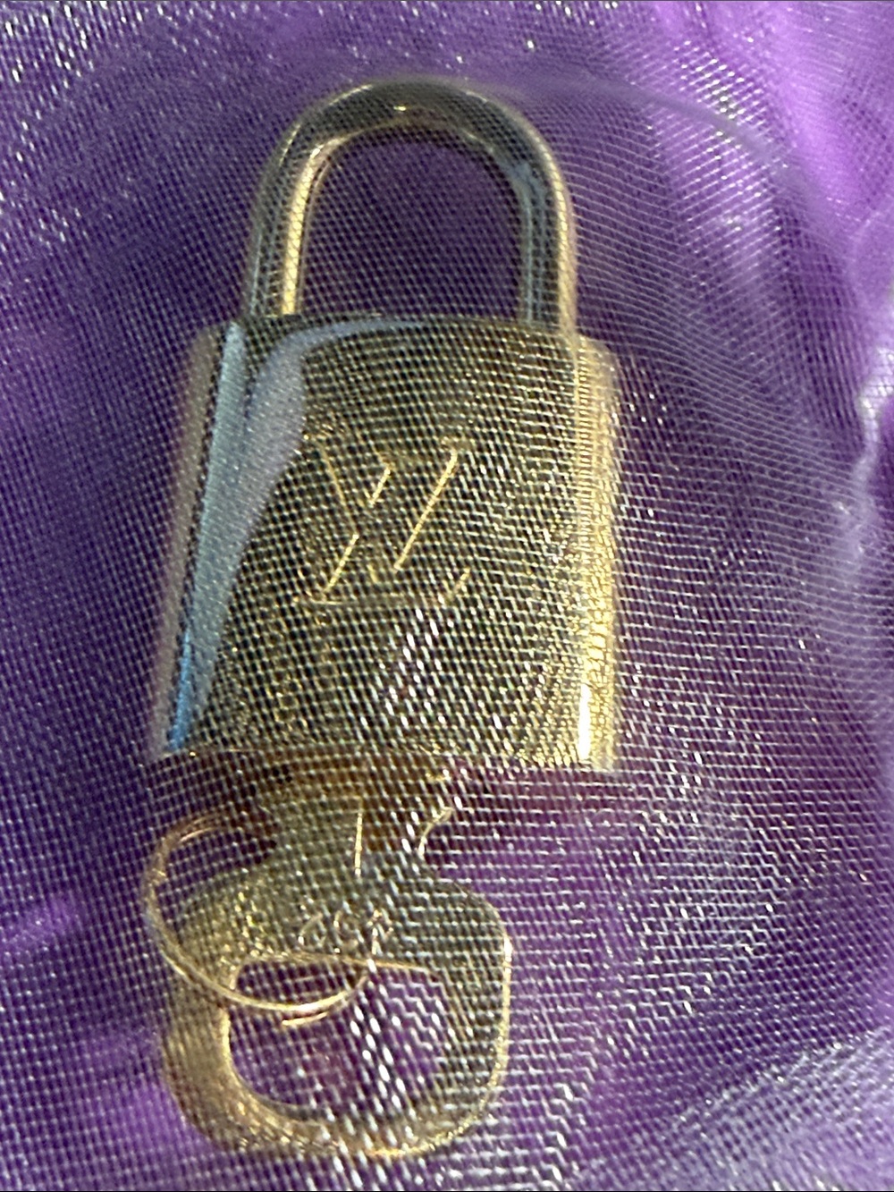 Louis Vuitton Gold Padlock and Key Charm